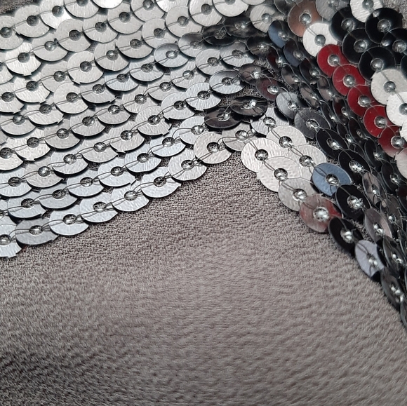 Grey Chiffon Top With Sequins - Picture 5 of 9